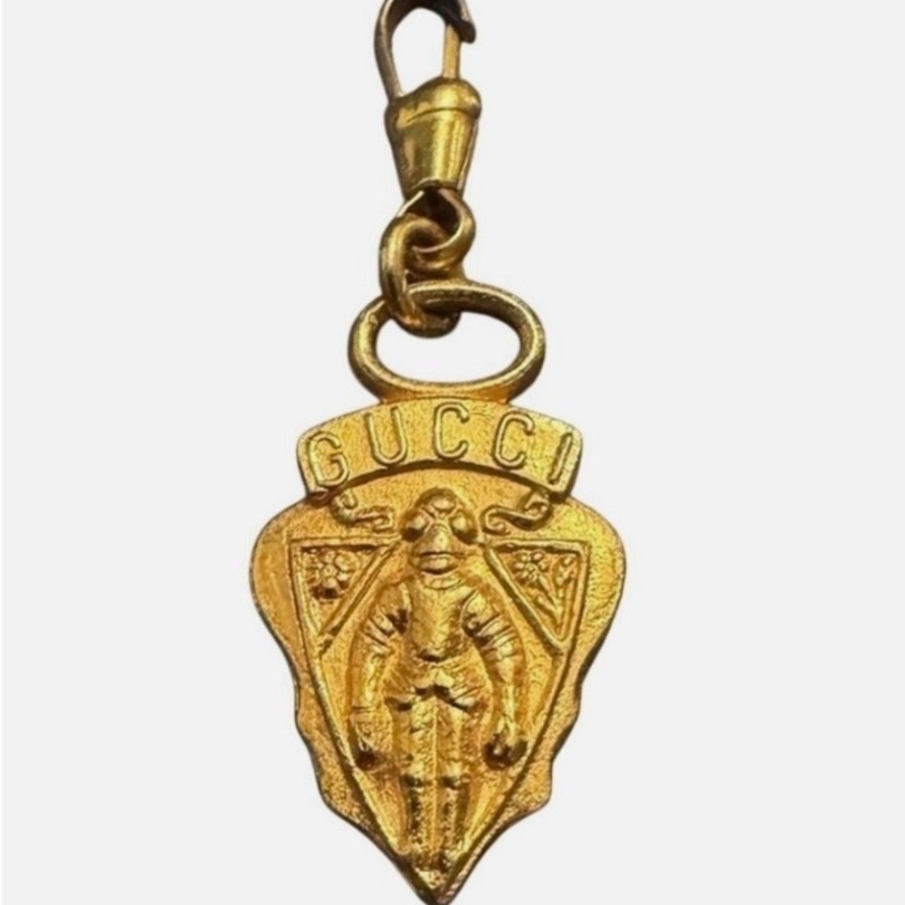 Gucci Gold Shield Pendant Vintage Necklace